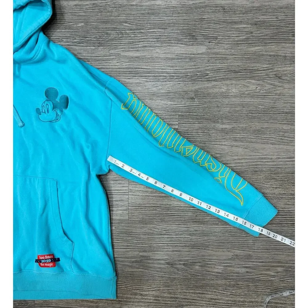 Official Disneyland Resort 2022 Mickey Mouse Light Blue Hoodie Sweatshirt Men XL